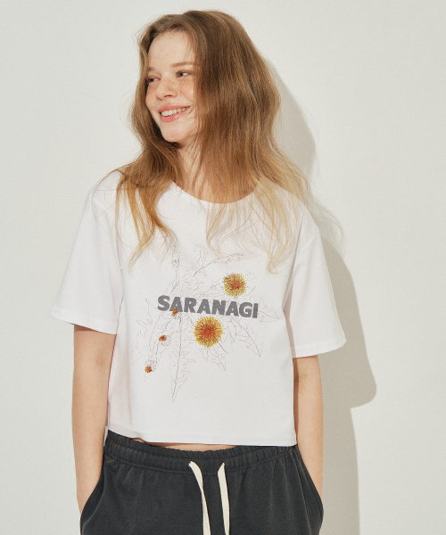 SARANAGI(サラナギ)の「SE0527-CROP T-SHIRT(white)(Tシャツ/カットソー・レディース・ホワイト・FREE)」の3枚目の写真