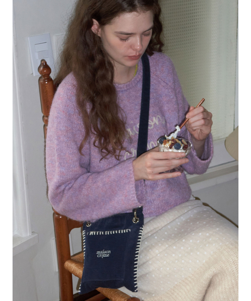 MAISON CREME(メゾンクレム)の「Petit Collage Bag_Corduroy Navy(メッセンジャーバッグ・レディース・その他・FREE)」の2枚目の写真