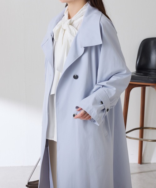 COLLAGE GALLARDAGALANTE(コラージュガリャルダガランテ)の「撥水スタンドネックコート(その他アウター・レディース・ベージュ/ネイビー/サックスブルー・FREE)」の6枚目の写真