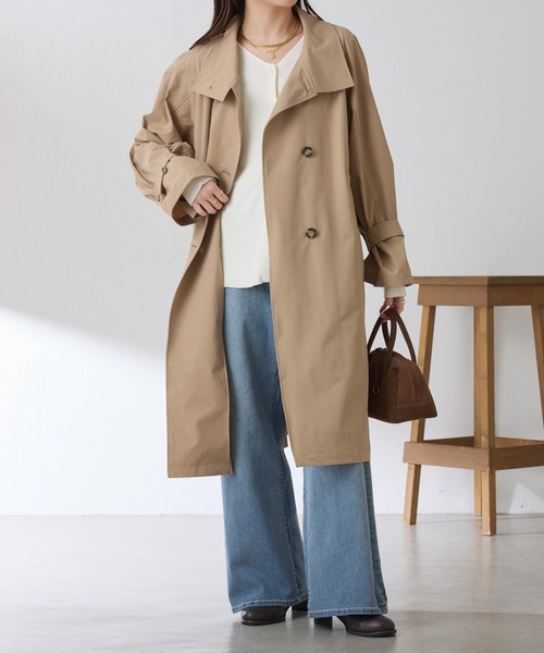 COLLAGE GALLARDAGALANTE(コラージュガリャルダガランテ)の「撥水スタンドネックコート(その他アウター・レディース・ベージュ/ネイビー/サックスブルー・FREE)」の14枚目の写真