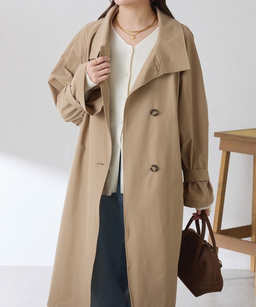 COLLAGE GALLARDAGALANTE(コラージュガリャルダガランテ)の「撥水スタンドネックコート(その他アウター・レディース・ベージュ/ネイビー/サックスブルー・FREE)」の15枚目の写真