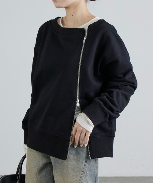 Lui's（ルイス）の「前ファスナーオフショルダースウェット（Tシャツ/カットソー・レディース・ブラック/オフホワイト・FREE）」の10枚目の写真