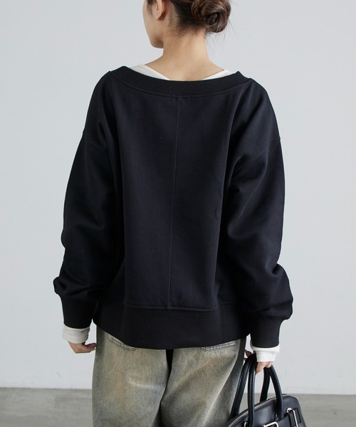 Lui's（ルイス）の「前ファスナーオフショルダースウェット（Tシャツ/カットソー・レディース・ブラック/オフホワイト・FREE）」の6枚目の写真