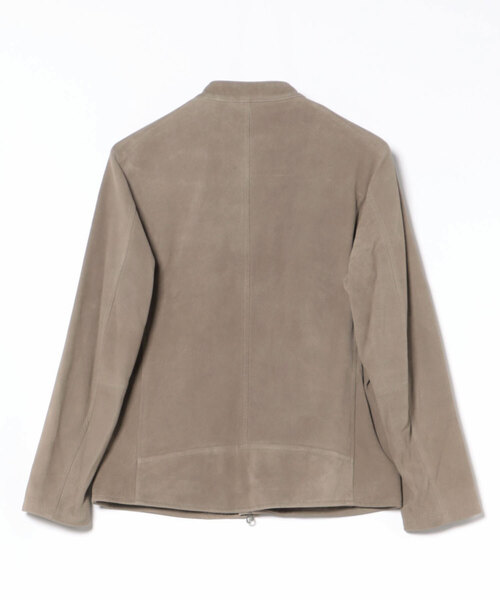 MEN'S MELROSE（メンズメルローズ）の「ラムスプリットレザー / シングルライダースブルゾン（ライダースジャケット・メンズ・グレイッシュベージュ/ライトブラウン・3/4）」の3枚目の写真