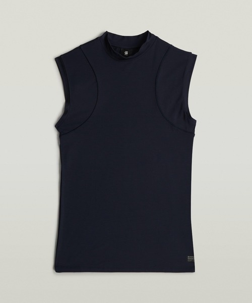 G-STAR(ジースター)の「2nd Skin Mock T-Shirt/レイヤードデザインスリムモックネックノースリーブTシャツ(Tシャツ/カットソー・レディース・オフホワイト/ダークブルー・MEDIUM/X-SMALL/SMALL)」の13枚目の写真