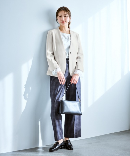 ROPE' PICNIC（ロペピクニック）の「360°ウルトラストレッチ ノーカラージャケット/UVカット・花粉ガード・セットアップ対応（ノーカラージャケット・レディース・ブラック/ネイビー/ベージュ系その他/グレー系その他・S/M/L）」の20枚目の写真