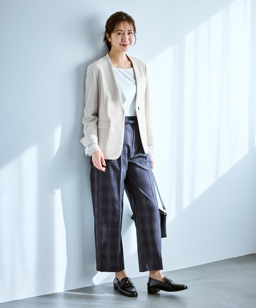 ROPE' PICNIC（ロペピクニック）の「360°ウルトラストレッチ ノーカラージャケット/UVカット・花粉ガード・セットアップ対応（ノーカラージャケット・レディース・ブラック/ネイビー/ベージュ系その他/グレー系その他・S/M/L）」の19枚目の写真