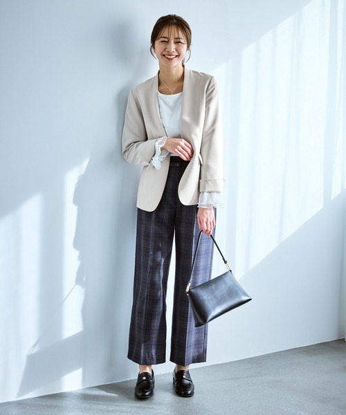 ROPE' PICNIC（ロペピクニック）の「360°ウルトラストレッチ ノーカラージャケット/UVカット・花粉ガード・セットアップ対応（ノーカラージャケット・レディース・ブラック/ネイビー/ベージュ系その他/グレー系その他・S/M/L）」の18枚目の写真