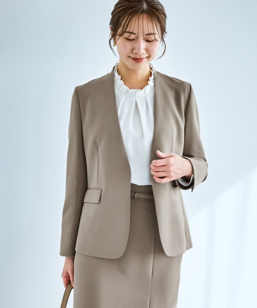 ROPE' PICNIC（ロペピクニック）の「360°ウルトラストレッチ ノーカラージャケット/UVカット・花粉ガード・セットアップ対応（ノーカラージャケット・レディース・ブラック/ネイビー/ベージュ系その他/グレー系その他・S/M/L）」の11枚目の写真