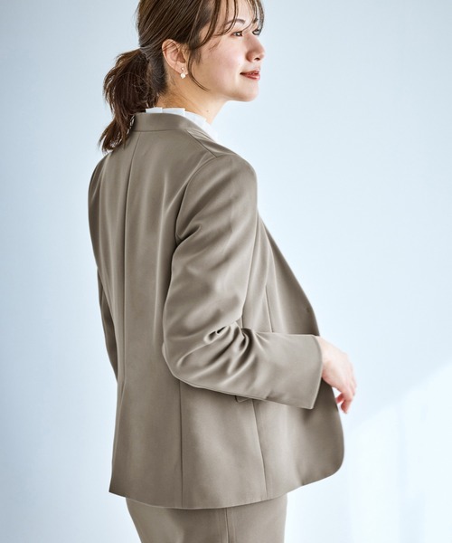 ROPE' PICNIC（ロペピクニック）の「360°ウルトラストレッチ ノーカラージャケット/UVカット・花粉ガード・セットアップ対応（ノーカラージャケット・レディース・ブラック/ネイビー/ベージュ系その他/グレー系その他・S/M/L）」の9枚目の写真