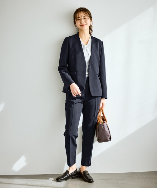 ROPE' PICNIC（ロペピクニック）の「360°ウルトラストレッチ ノーカラージャケット/UVカット・花粉ガード・セットアップ対応（ノーカラージャケット・レディース・ブラック/ネイビー/ベージュ系その他/グレー系その他・S/M/L）」の7枚目の写真