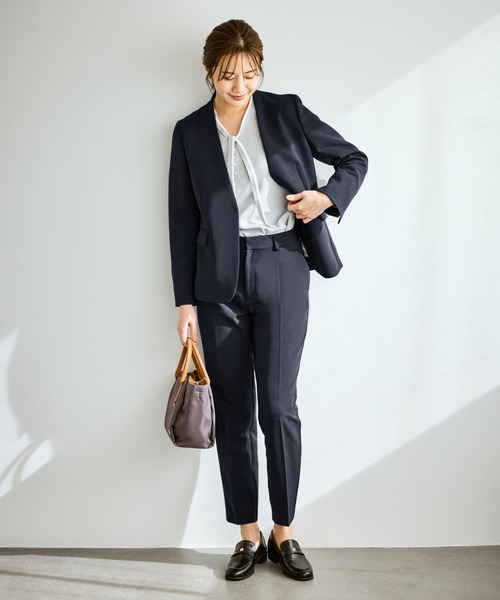 ROPE' PICNIC（ロペピクニック）の「360°ウルトラストレッチ ノーカラージャケット/UVカット・花粉ガード・セットアップ対応（ノーカラージャケット・レディース・ブラック/ネイビー/ベージュ系その他/グレー系その他・S/M/L）」の6枚目の写真