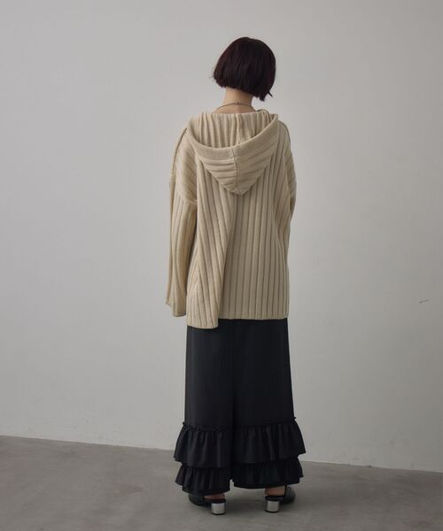 kivi（キヴィ）の「フードリブニット（ニット/セーター・レディース・ダークグレー/ブラック/ナチュラル・FREE）」の21枚目の写真