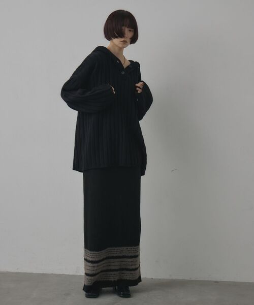 kivi（キヴィ）の「フードリブニット（ニット/セーター・レディース・ダークグレー/ブラック/ナチュラル・FREE）」の22枚目の写真