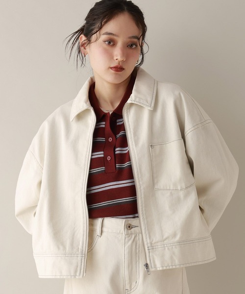 RAGEBLUE(レイジブルー)の「ステッチデザイン/カツラギデニムワークジャケット/セットアップ対応(デニムジャケット・レディース・ブラック/ピンク/ホワイト・FREE)」の11枚目の写真