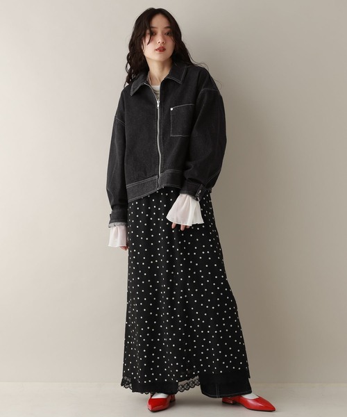 RAGEBLUE(レイジブルー)の「ステッチデザイン/カツラギデニムワークジャケット/セットアップ対応(デニムジャケット・レディース・ブラック/ピンク/ホワイト・FREE)」の14枚目の写真