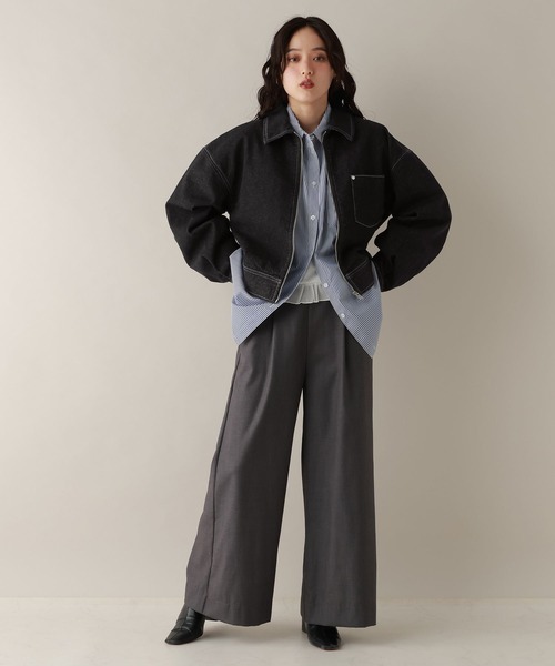 RAGEBLUE(レイジブルー)の「ステッチデザイン/カツラギデニムワークジャケット/セットアップ対応(デニムジャケット・レディース・ブラック/ピンク/ホワイト・FREE)」の15枚目の写真