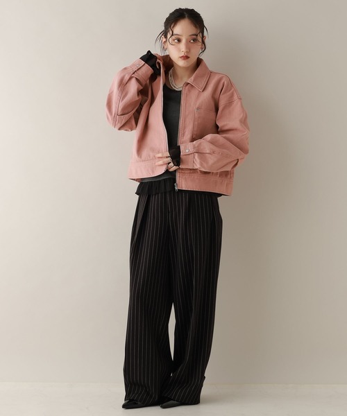 RAGEBLUE(レイジブルー)の「ステッチデザイン/カツラギデニムワークジャケット/セットアップ対応(デニムジャケット・レディース・ブラック/ピンク/ホワイト・FREE)」の20枚目の写真