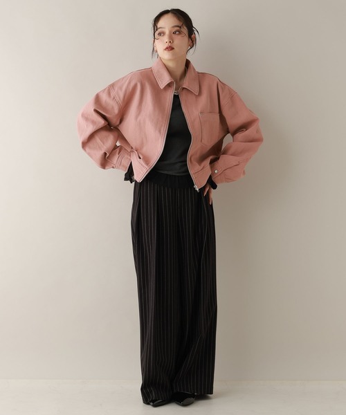 RAGEBLUE(レイジブルー)の「ステッチデザイン/カツラギデニムワークジャケット/セットアップ対応(デニムジャケット・レディース・ブラック/ピンク/ホワイト・FREE)」の21枚目の写真