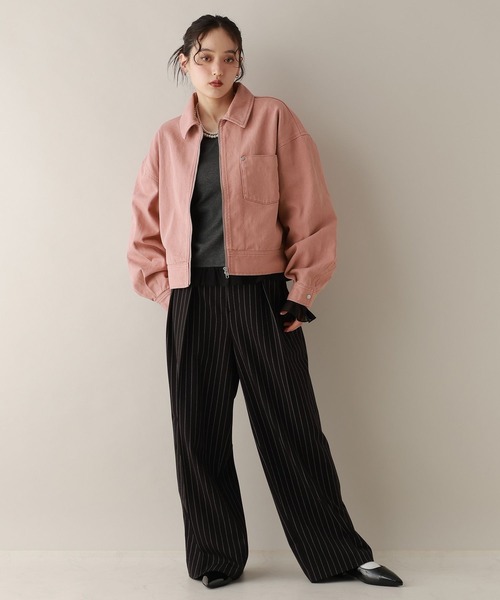 RAGEBLUE(レイジブルー)の「ステッチデザイン/カツラギデニムワークジャケット/セットアップ対応(デニムジャケット・レディース・ブラック/ピンク/ホワイト・FREE)」の22枚目の写真