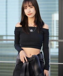 adidas/アディダス ESSENTIALS RIBU OFF SHOULDER リブ編み オフショルダー 秋 秋服 2026年秋冬