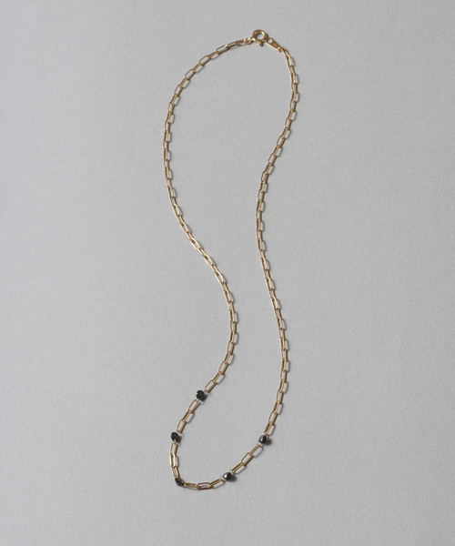 ブラックホールダイヤ5pクリップチェーンネックレス K18（ネックレス