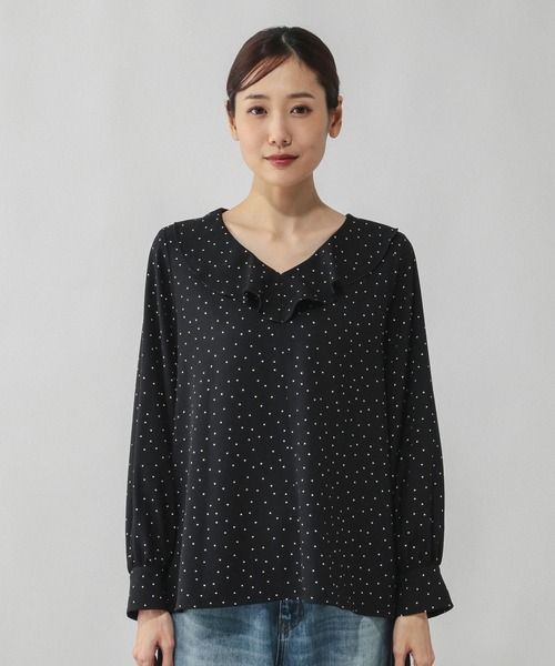 GLOBAL WORK（グローバルワーク）の「アソートフリルブラウス/601183（シャツ/ブラウス・レディース・オフホワイト/その他35/ブラック系その他・LARGE/MEDIUM）」の14枚目の写真