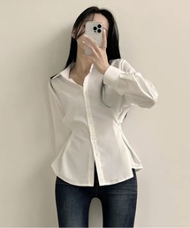 WEGO/【大人気】ウエストシェイプワントーンタックシャツ