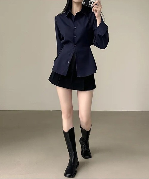 WEGO(ウィゴー)の「WEGO/【大人気】ウエストシェイプワントーンタックシャツ(シャツ/ブラウス・レディース・サックスブルー/ホワイト/ネイビー・MEDIUM/LARGE)」の13枚目の写真