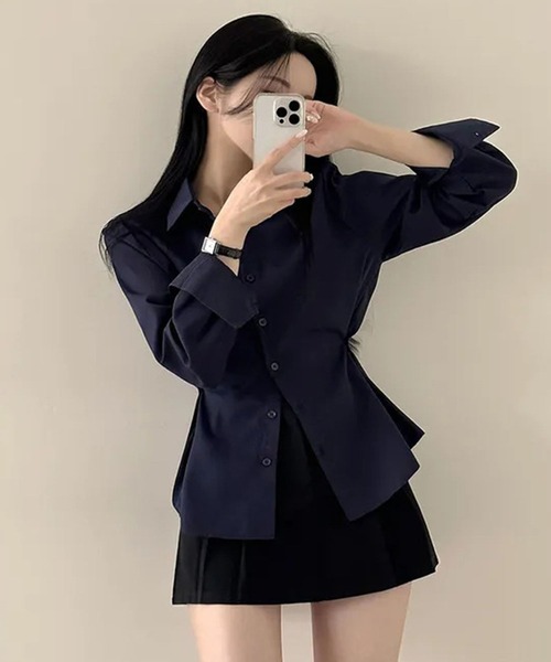 WEGO(ウィゴー)の「WEGO/【大人気】ウエストシェイプワントーンタックシャツ(シャツ/ブラウス・レディース・サックスブルー/ホワイト/ネイビー・MEDIUM/LARGE)」の22枚目の写真