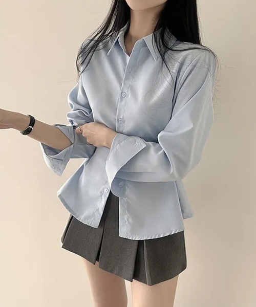 WEGO(ウィゴー)の「WEGO/【大人気】ウエストシェイプワントーンタックシャツ(シャツ/ブラウス・レディース・サックスブルー/ホワイト/ネイビー・MEDIUM/LARGE)」の15枚目の写真