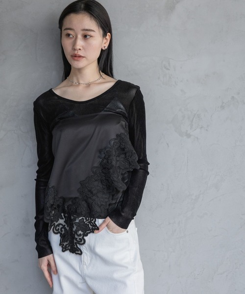 A part by（アパートバイ）の「サンカクレーススカーフ（バンダナ/スカーフ・レディース・オフホワイト/ブラック・FREE）」の9枚目の写真