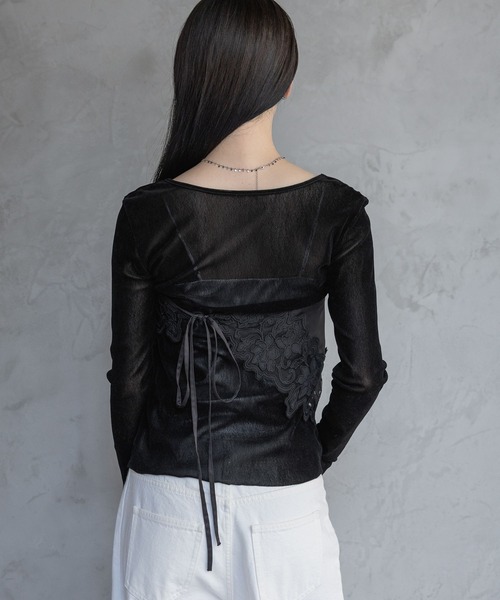 A part by（アパートバイ）の「サンカクレーススカーフ（バンダナ/スカーフ・レディース・オフホワイト/ブラック・FREE）」の10枚目の写真