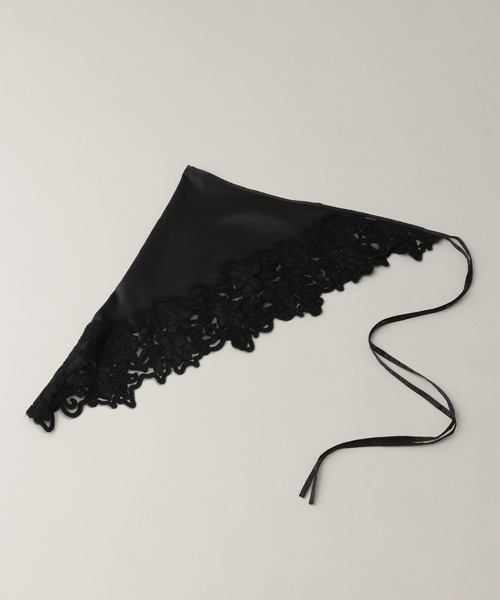 A part by（アパートバイ）の「サンカクレーススカーフ（バンダナ/スカーフ・レディース・オフホワイト/ブラック・FREE）」の13枚目の写真