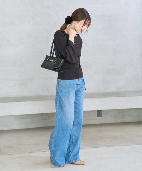 MILOS（ミロス）の「MILOS/ミロス WIDE SLIM BAG（ハンドバッグ・レディース・ブラック/ベージュ・FREE）」の3枚目の写真