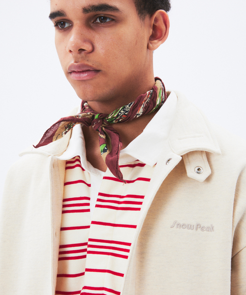 Snow Peak（スノーピーク）の「snow peak / スノーピーク 別注 リサイクル コットン スナップ カーディガン（スウェット・メンズ・サファリグリーン/アイボリー/ピンク・LARGE/MEDIUM）」の17枚目の写真