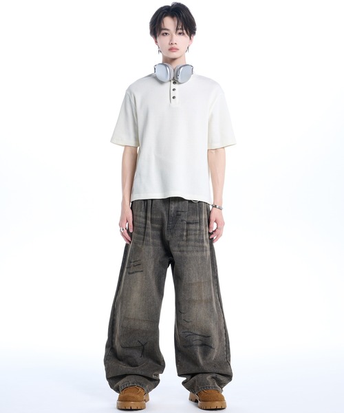 ADRER（アドラー）の「Waffle Heavy Henley Neck Tee / ワッフル ヘビー ヘンリーネック半袖Tシャツ（Tシャツ/カットソー・メンズ・チャコールグレー/ホワイト/ブラック・L/M/S/XS）」の22枚目の写真