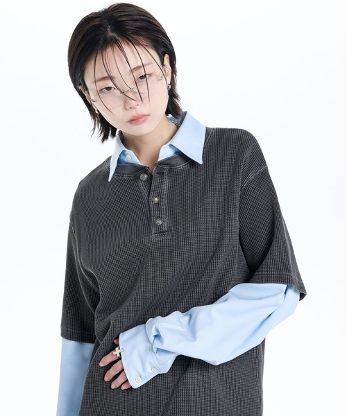 ADRER（アドラー）の「Waffle Heavy Henley Neck Tee / ワッフル ヘビー ヘンリーネック半袖Tシャツ（Tシャツ/カットソー・メンズ・チャコールグレー/ホワイト/ブラック・L/M/S/XS）」の13枚目の写真