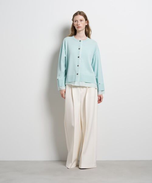 LANVIN en Bleu（ランバンオンブルー）の「シャツトリムニットコンビカーディガン（ニット/セーター・レディース・ライトカーキ/チャコールグレー/ブラック・38）」の13枚目の写真