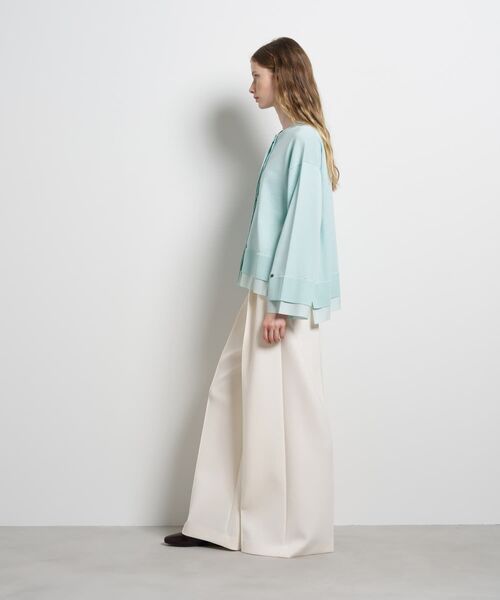 LANVIN en Bleu（ランバンオンブルー）の「シャツトリムニットコンビカーディガン（ニット/セーター・レディース・ライトカーキ/チャコールグレー/ブラック・38）」の14枚目の写真