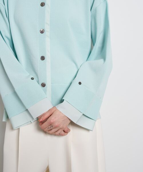 LANVIN en Bleu（ランバンオンブルー）の「シャツトリムニットコンビカーディガン（ニット/セーター・レディース・ライトカーキ/チャコールグレー/ブラック・38）」の20枚目の写真