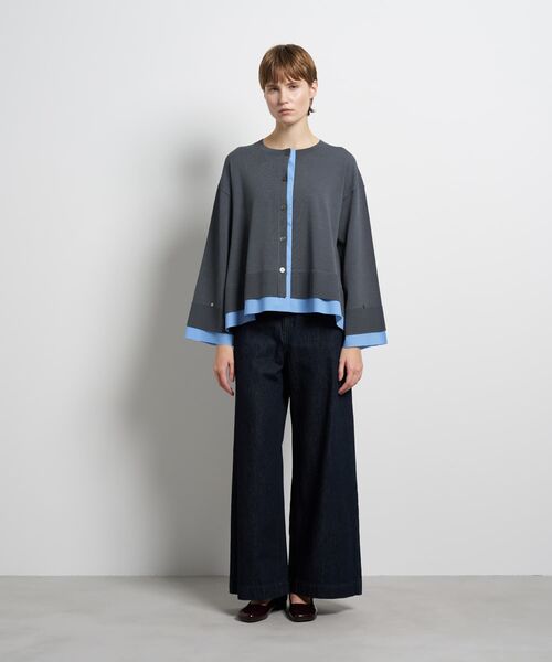 LANVIN en Bleu（ランバンオンブルー）の「シャツトリムニットコンビカーディガン（ニット/セーター・レディース・ライトカーキ/チャコールグレー/ブラック・38）」の22枚目の写真