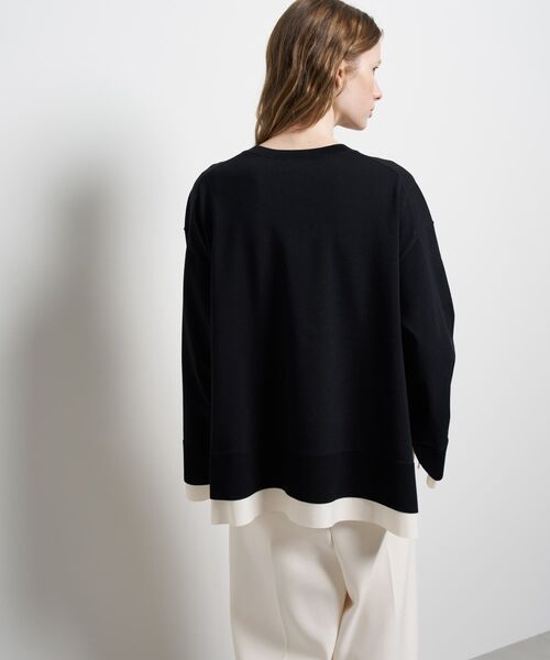 LANVIN en Bleu（ランバンオンブルー）の「シャツトリムニットコンビカーディガン（ニット/セーター・レディース・ライトカーキ/チャコールグレー/ブラック・38）」の9枚目の写真