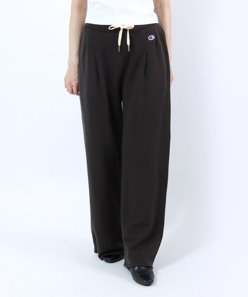Champion(チャンピオン)の「Champion(チャンピオン)ワイドスウェットパンツ レディース/裏毛 カットオフ タック入り(スウェットパンツ・レディース・ブラック/ホワイト系/モカ・M/L)」の18枚目の写真