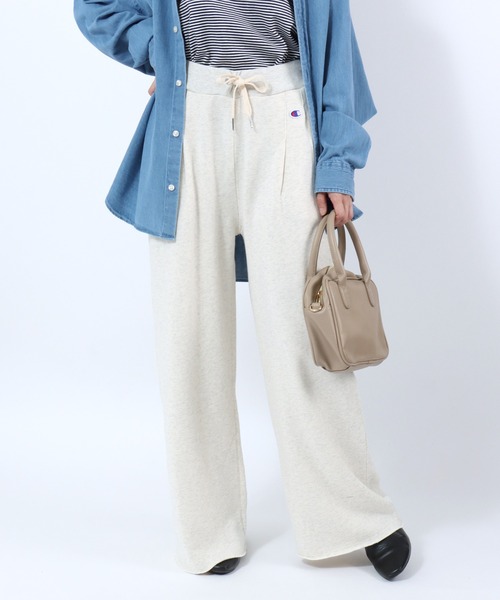 Champion(チャンピオン)の「Champion(チャンピオン)ワイドスウェットパンツ レディース/裏毛 カットオフ タック入り(スウェットパンツ・レディース・ブラック/ホワイト系/モカ・M/L)」の21枚目の写真