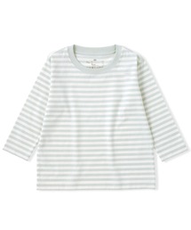無印良品（ムジルシリョウヒン）の「ベビー　あたまするっと　綿天竺編みクルーネック長袖Ｔシャツ　ボーダー（Tシャツ/カットソー）」