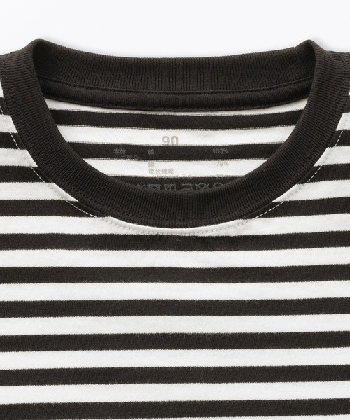 無印良品(ムジルシリョウヒン)の「ベビー あたまするっと 綿天竺編みクルーネック長袖Tシャツ ボーダー(Tシャツ/カットソー・キッズ・ブラック系/ベージュ系/グリーン系/ピンク系・80/90/100)」の15枚目の写真