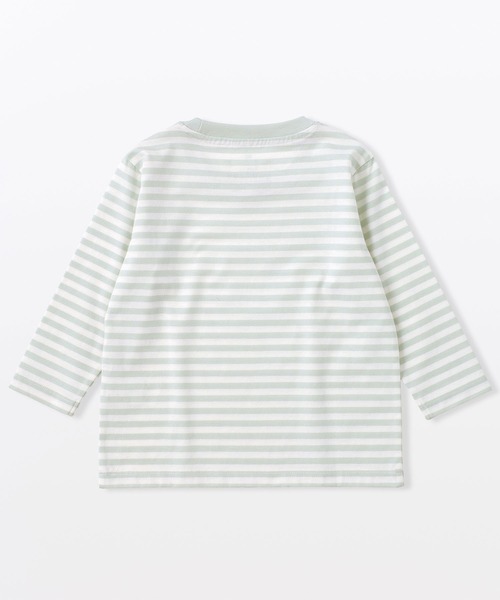 無印良品(ムジルシリョウヒン)の「ベビー あたまするっと 綿天竺編みクルーネック長袖Tシャツ ボーダー(Tシャツ/カットソー・キッズ・ブラック系/ベージュ系/グリーン系/ピンク系・80/90/100)」の10枚目の写真