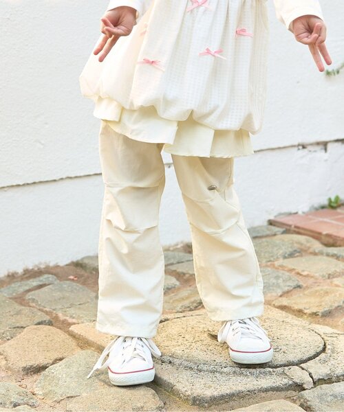 Lycee mine(リセマイン)の「【水をはじく!】【撥水・防汚・耐久・UV】レイヤードスカートパンツ【子供服】【キッズ】【女の子】(その他パンツ・キッズ・アイボリー/ライトピンク/ネイビー/ラベンダー/ベージュ系その他/ミント/ブルーグレー/カラフル・150cm/140cm/110cm/120cm/100cm/130cm)」の2枚目の写真