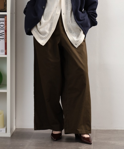 FUNALIVE(ファンアライブ)の「チノワイドパンツ(チノパンツ・レディース・ブラック/カーキ/ベージュ・M/L/3L/LL)」の3枚目の写真